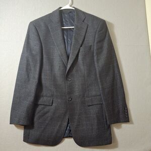 Joseph & Feiss Blazer Mens 37R Blue Grey Glen Plaid Lambswool Sport Coat Jacket